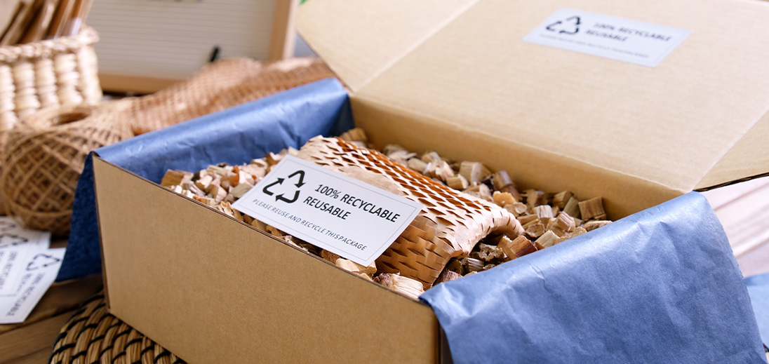  An open cardboard box showcasing its eco credentials as an example of smart packaging