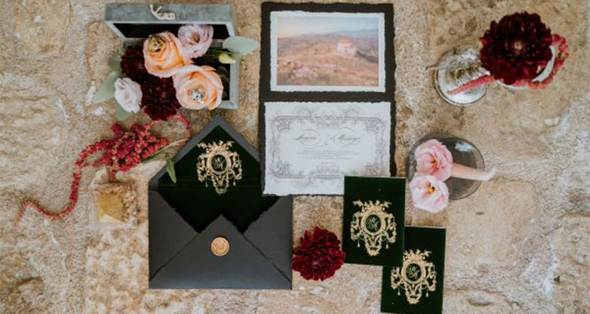 Wedding invitation folder using Conqeuror and Popset