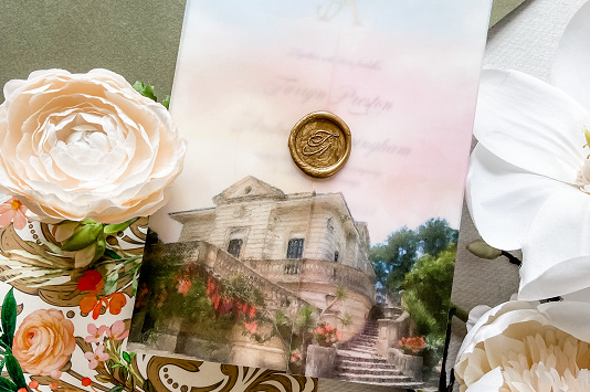 Wedding invitation using Conqueror and Curious collection