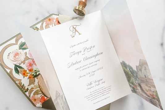 Wedding invitation wrap using curious translucents 
