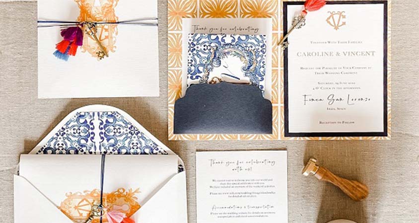 Ibiza wedding folder using Conqueror and Rives