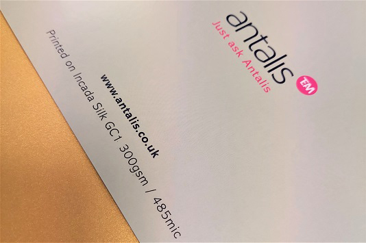 Compliment slip printed with Incada paper