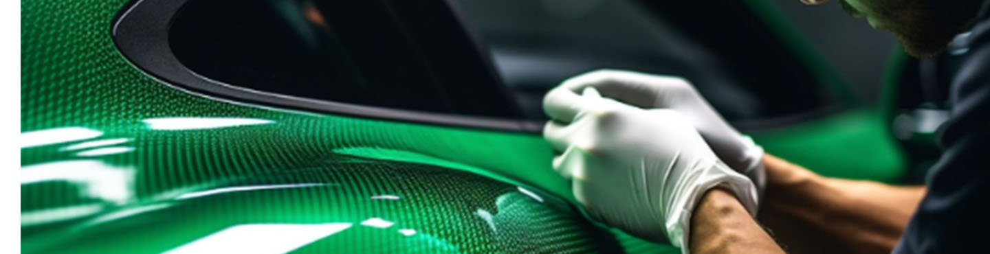 A car wrapping specialist at work