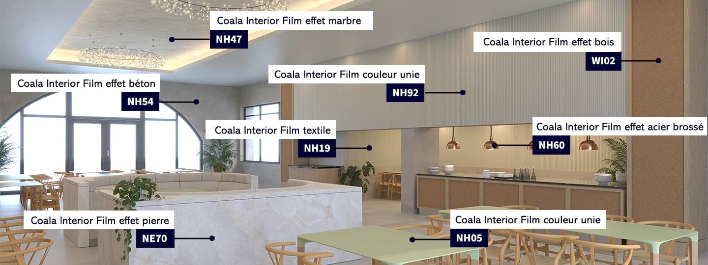 Aménagement intérieur d'un magasin de vêtements avec les films décoratifs Coala Interior Film