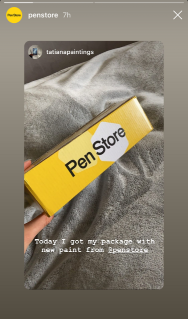 social media post of pen store packaging