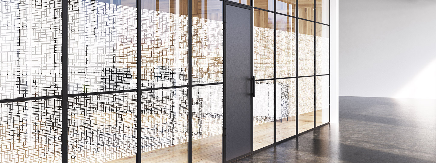 Bannière Films décoratifs adhésifs sur cloison en verre