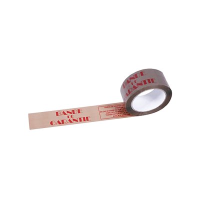 Ruban adhésif PVC havane imprimé Bande de garantie rouge 50mm x 100 m
