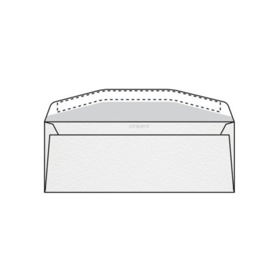 Enveloppe DL 110 x 220 mm sans bande sans fenêtre Conqueror Contour, martelé blanc glacier, strip, patte trapèze 120g/m2, contient du coton