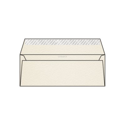 Enveloppe DL 110 x 220 mm sans bande sans fenêtre Conqueror Contour, martelé blanc nacré, strip, patte droite 120g/m2, contient du coton