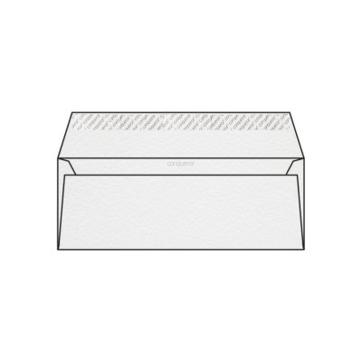 Enveloppe DL 110 x 220 mm sans bande sans fenêtre Conqueror Contour, martelé blanc, strip, patte droite, 120g/m2 contient du coton