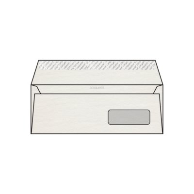 Enveloppe DL 110 x 220 mm fenêtre à droite en bas 45mm x 100mm Conqueror vergé, vergé, blanc, strip patte droite, 120g/m2 contient du coton