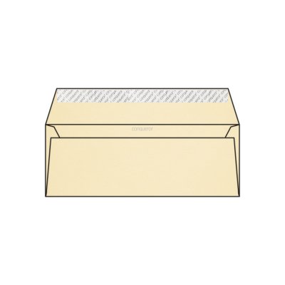 Enveloppe DL 110 x 220 mm sans bande sans fenêtre Conqueror Wove, vélin chamois, strip, patte droite, 120g/m2