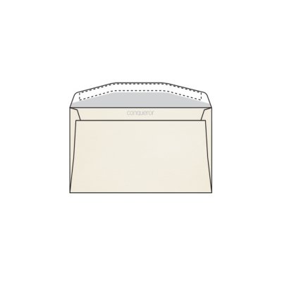 Enveloppe C6 114 x 162 mm avec bande sans fenêtre Conqueror Wove, vélin blanc nacré, strip, patte trapèze 120g/m2