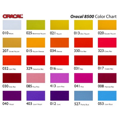 Gammes de films translucides colorés Oracal 8500