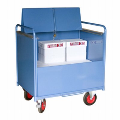 Photo Chariot conteneur 500 kg habillage tôle avec toit cadenassable