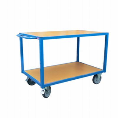 Photo Servante établi 2 plateaux bois 500 kg bleue