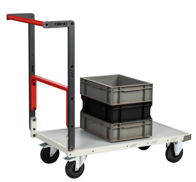 Chariot FIMM flat-pack dossier repliable 850 x 500 mm plateau mélaminé roues caoutchouc 250 kg