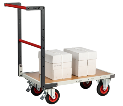 Chariot FIMM flat-pack dossier fixe, 850 x 500 mm, plateau médium, roues caoutchouc, 400 kg