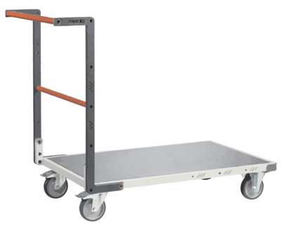 Chariot FIMM flat-pack dossier fixe, 850 x 500 mm, plateau tôle, roues TPE, 250 kg