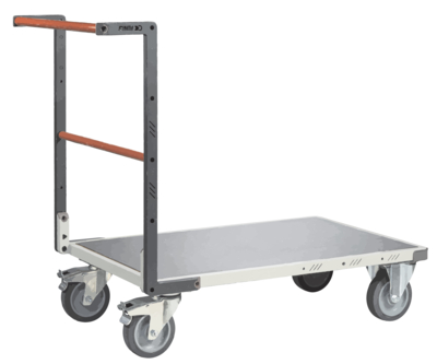 Chariot FIMM flat-pack dossier fixe, 850 x 500 mm, plateau tôle, roues TPE, 400 kg