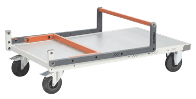 Chariot FIMM flat-pack dossier repliable 1000 x 600 mm plateau mélaminé roues caoutchouc 250 kg