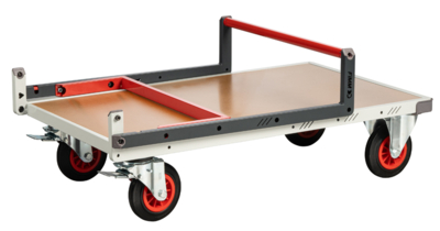 Chariot FIMM flat-pack dossier repliable, 1000 x 600 mm, plateau médium, roues caoutchouc, 400 kg