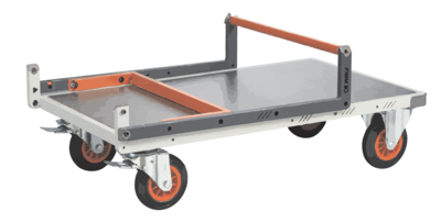 Chariot FIMM flat-pack dossier repliable, 1000 x 600 mm, plateau tôle, roues caoutchouc, 400 kg