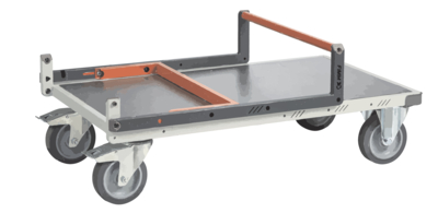 Chariot FIMM flat-pack dossier repliable, 1000 x 600 mm, plateau tôle, roues TPE 400 kg
