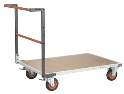 Chariot FIMM flat-pack dossier fixe, 1200 x 800 mm, plateau médium, roues caoutchouc, 400 kg