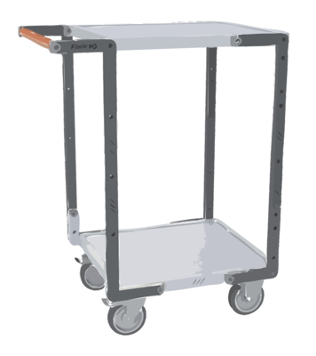 Servante FIMM flat-pack 2 plateaux mélaminé, 550 x 500 mm, roues TPE, 250 kg