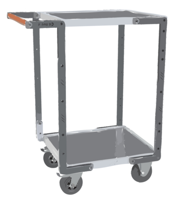 Servante FIMM flat-pack 2 plateaux tôle, 550 x 500 mm, roues caoutchouc, 250 kg