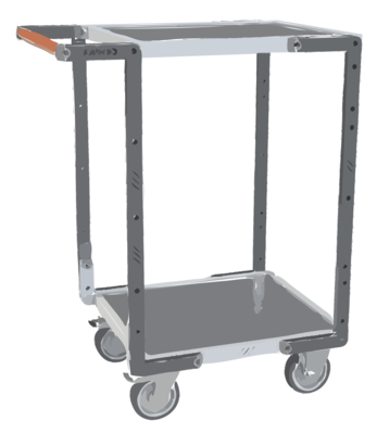 Servante FIMM flat-pack 2 plateaux tôle, 550 x 500 mm, roues TPE, 250 kg