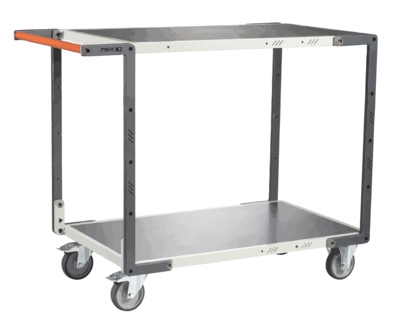 Servante FIMM flat-pack 2 plateaux tôle, 850 x 500 mm, roues TPE, 250 kg