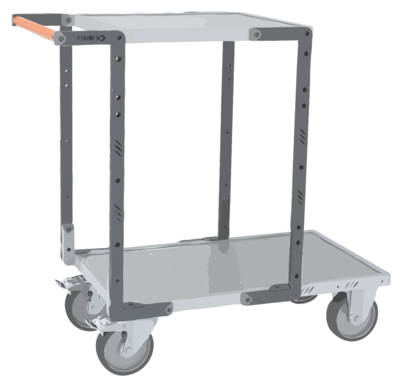 Servante FIMM flat-pack 2 plx tôle 1 plateau 850 x 500 mm et 1 plateau 550 x 500 mm roues TPE 400 kg