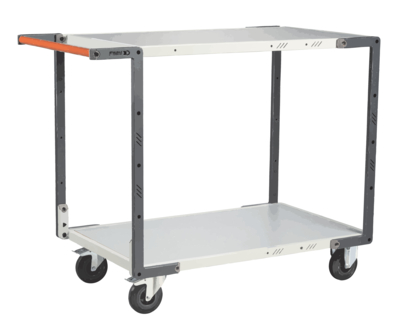 Servante FIMM flat-pack 2 plateaux mélaminé, 1000 x 600 mm, roues caoutchouc, 250 kg