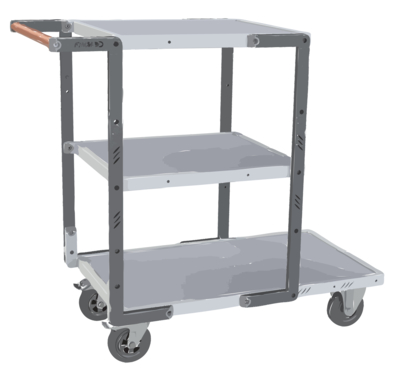 Servante FIMM flat-pack 3 plx mélaminé 1 pl. 1000 x 600 mm et 2 plx 700 x 600 mm roues cc 250 kg