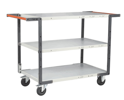 Servante FIMM flat-pack 3 pl.x mélaminé double poignées 1000 x 600 mm roues caoutchouc 250 kg