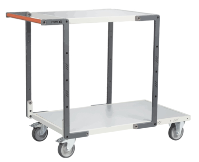 Servante FIMM flat-pack 2 plx mélaminé 1 pl. 1000 x 600 mm et 1 pl. 700 x 600 mm roues TPE 250 kg