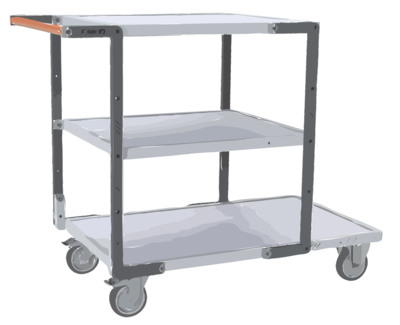 Servante FIMM flat-pack 3 plx mélaminé 1 pl. 1000 x 600 mm et 2 plx 700 x 600 mm roues TPE 250 kg