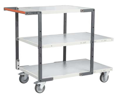 Servante FIMM flat-pack 3 plx mélaminé 2 plx 1000 x 600 mm et 1 pl. 700 x 600 mm roues TPE 250 kg