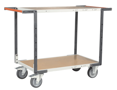 Servante FIMM flat-pack 2 plateaux médium double poignées 1000 x 600 mm roues TPE 400 kg