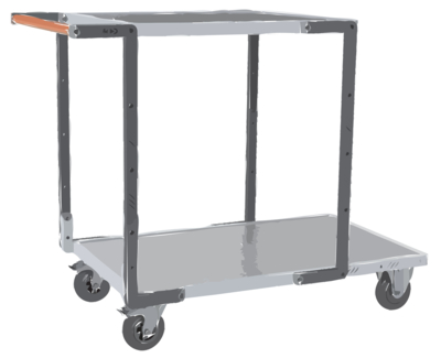 Servante FIMM flat-pack 2 plx tôle 1 pl 1000 x 600 mm et 1 plateau 700 x 600 mm roues cc 250 kg