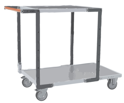 Servante FIMM flat-pack 2 plx tôle 1 pl. 1000 x 600 mm et 1 pl. 700 x 600 mm roues TPE 250 kg