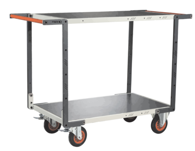 Servante FIMM flat-pack 2 plateaux tôle double poignées 1000 x 600 mm roues caoutchouc 400 kg