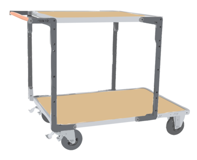 Servante FIMM flat-pack 2 plx médium 1 pl. 1200 x 800 mm et 1 pl 900 x 800 mm roues cc 400 kg