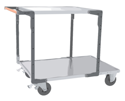 Servante FIMM flat-pack 2 plx tôle 1 pl. 1200 x 800 mm et 1 pl. 900 x 800 mm roues caoutchouc 400kg