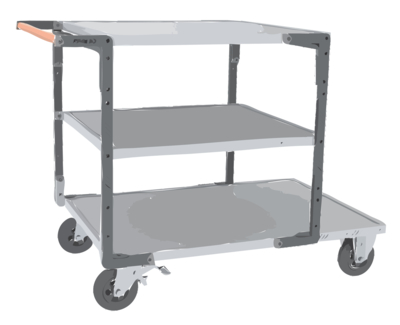 Servante FIMM flat-pack 3 plx tôle 1 plateau 1200 x 800 mm, 2 plateaux 900 x 800 mm roues TPE 400 kg