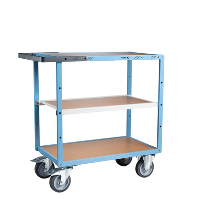 Servante mécano-soudée 3 plateaux médium, 850 x 500 mm, roues TPE, 400 kg