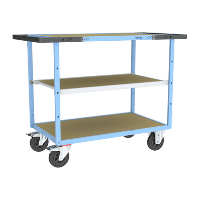 Servante mécano-soudée DP 3 plateaux médium, 850 x 500 mm, roues CC, 400 kg
