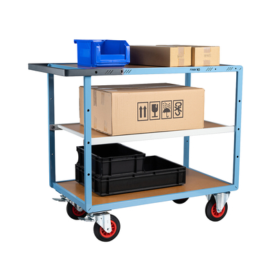 Servante mécano-soudée 3 plateaux médium, 1000 x 600 mm, roues CC, 400 kg